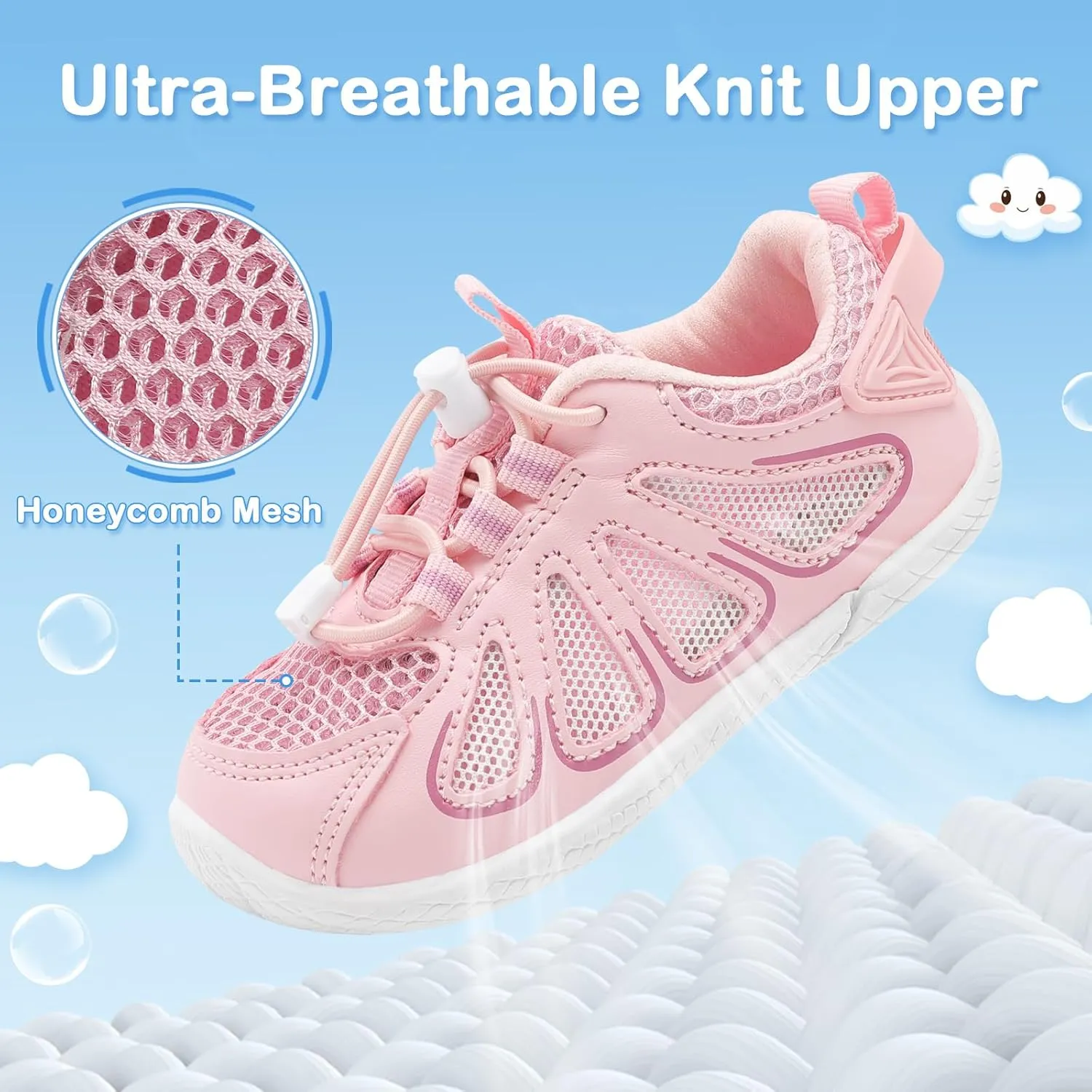 BARERUN Toddler Shoes Boy Girl Sneakers Lightweight Breathable Barefoot Running/Walking Shoes Toddler Tennis Shoes with Adjustable Tightness