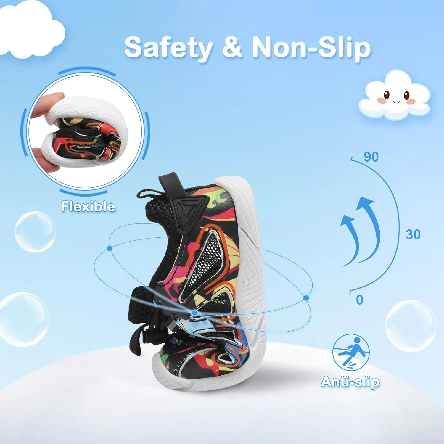 BARERUN Toddler Shoes Boy Girl Sneakers Lightweight Breathable Barefoot Running/Walking Shoes Toddler Tennis Shoes with Adjustable Tightness