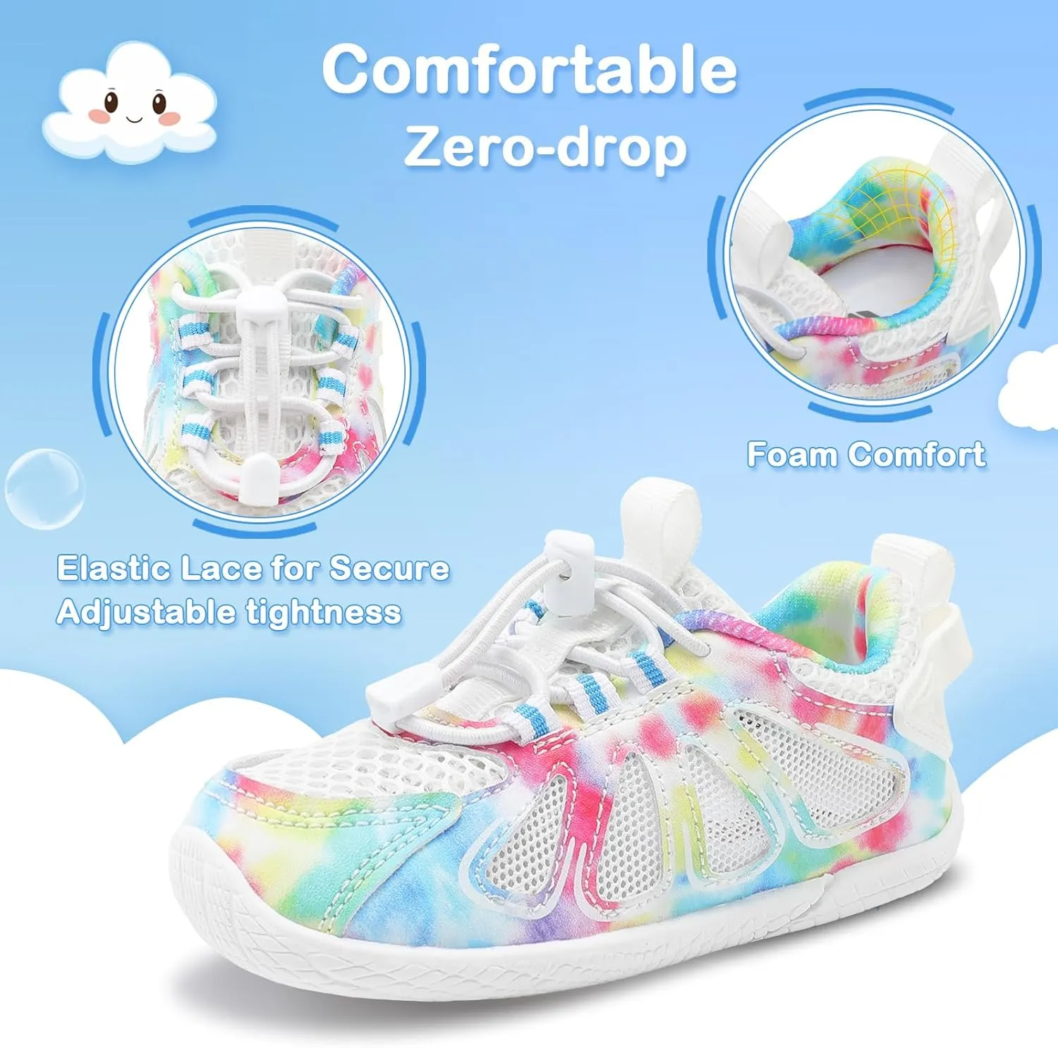 BARERUN Toddler Shoes Boy Girl Sneakers Lightweight Breathable Barefoot Running/Walking Shoes Toddler Tennis Shoes with Adjustable Tightness
