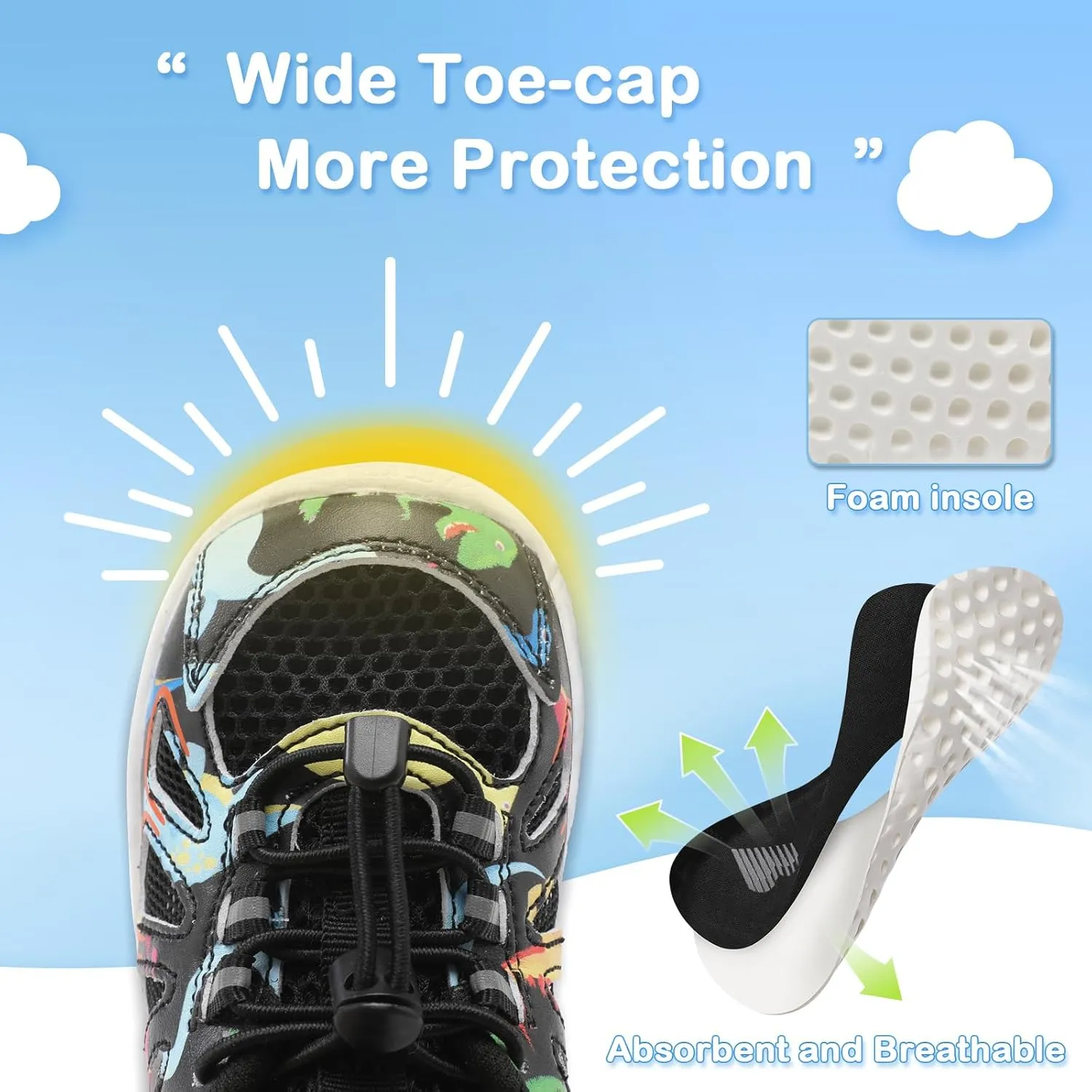 BARERUN Toddler Shoes Boy Girl Sneakers Lightweight Breathable Barefoot Running/Walking Shoes Toddler Tennis Shoes with Adjustable Tightness