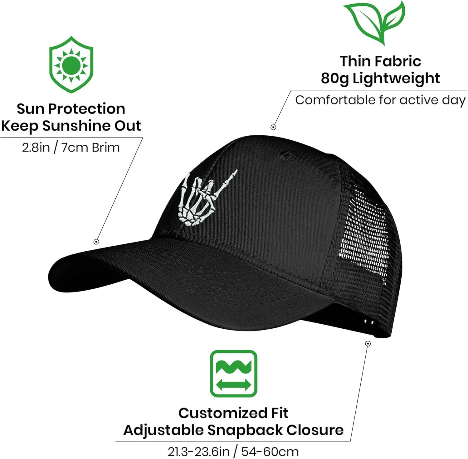 Baseball Caps Embroidered Adjustable Mesh Dad Hat Black Trucker Hats for Men and Women
