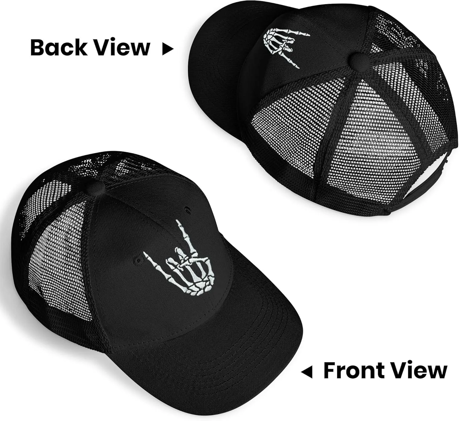Baseball Caps Embroidered Adjustable Mesh Dad Hat Black Trucker Hats for Men and Women