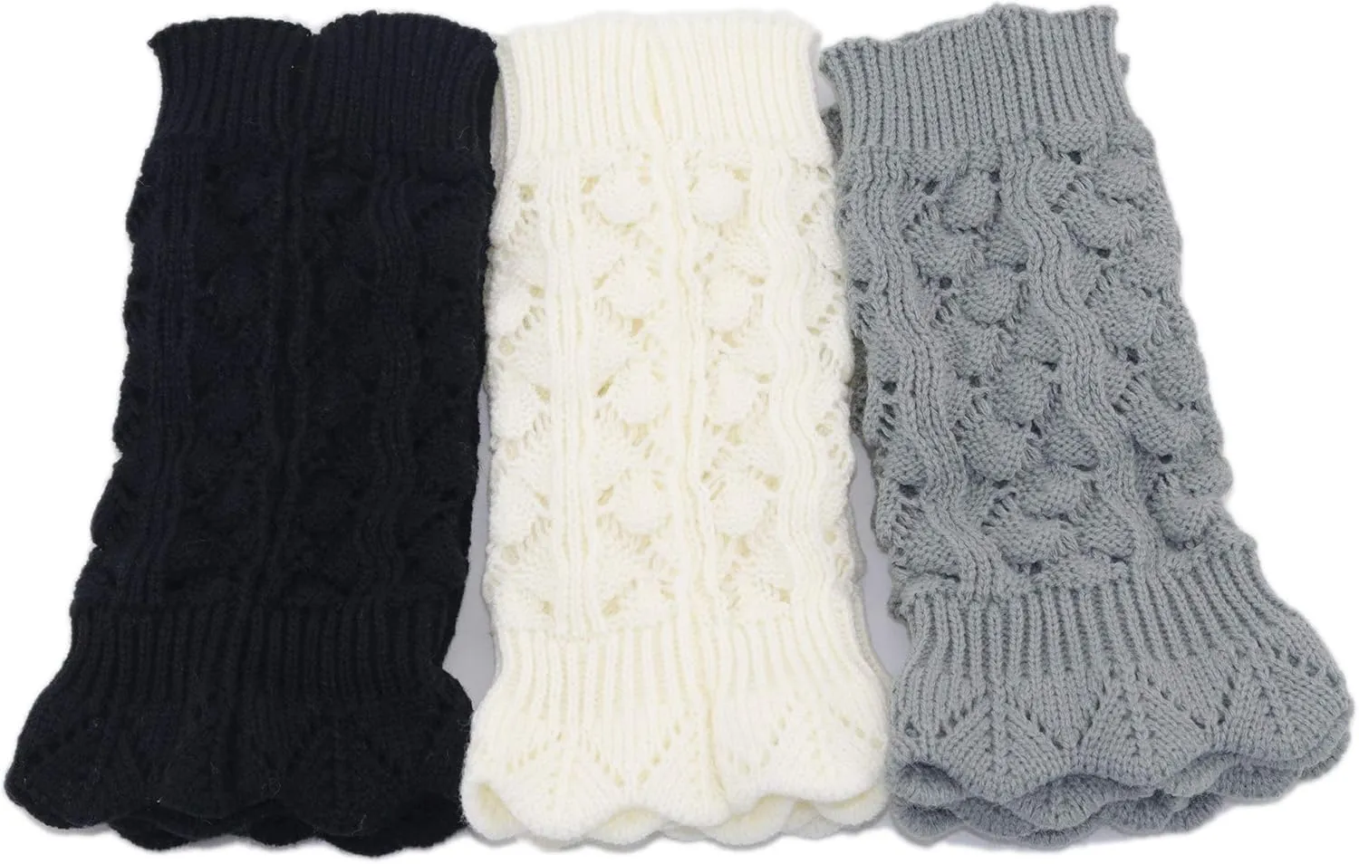 Bestjybt 3 Pairs Womens Short Boots Socks Crochet Knitted Boot Cuffs Leg Warmers Socks