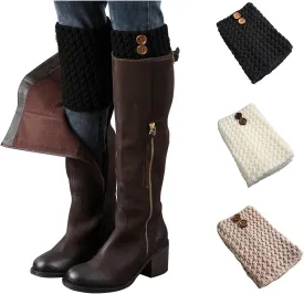 Bestjybt 3 Pairs Womens Short Boots Socks Crochet Knitted Boot Cuffs Leg Warmers Socks
