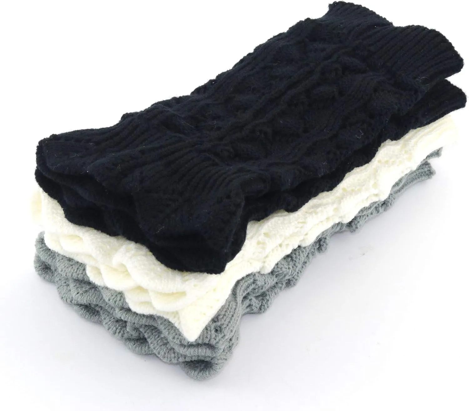 Bestjybt 3 Pairs Womens Short Boots Socks Crochet Knitted Boot Cuffs Leg Warmers Socks