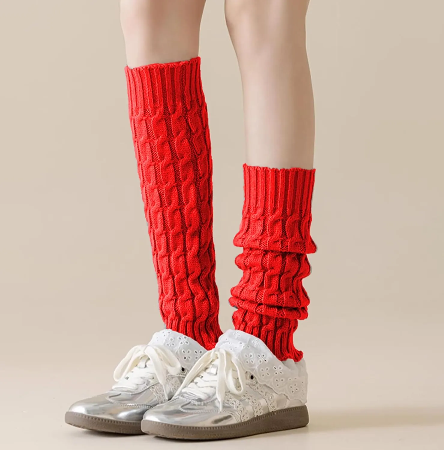 Bestjybt Womens Leg Warmers Crochet Knitted Long Boot Socks Warm Boot Cuffs