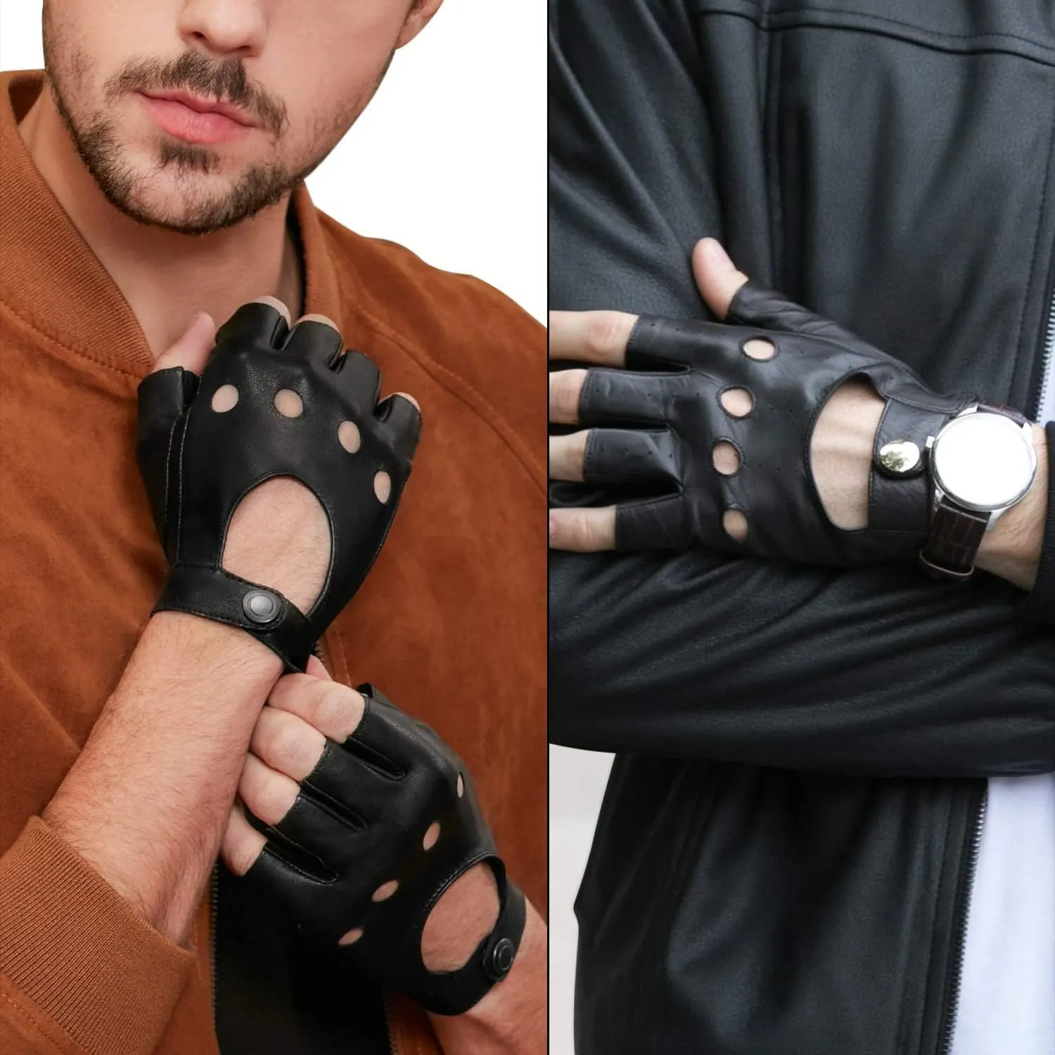 Black Fingerless Gloves PU Faux Leather Goth Cosplay Costume Punk Halloween Performance for Women