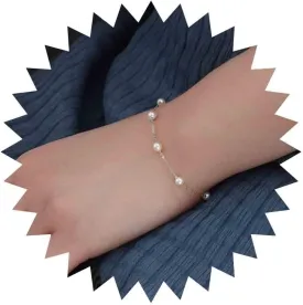 Boho Pearl Bracelet Gold Bracelet Vintage Beads Bracelet Minimalist Celestial Bracelet Retro Hand Chain Jewelry for Women and Girls Gifts