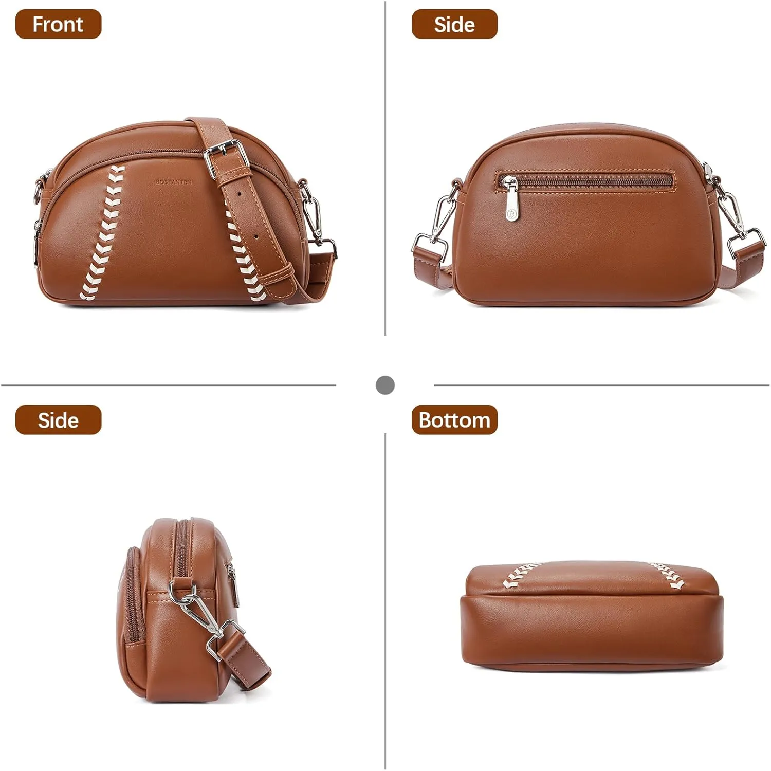 BOSTANTEN Baseball Crossbody Purses for Sport Mom Small Shoulder Bag Vegan Leather Women Handbags for Events