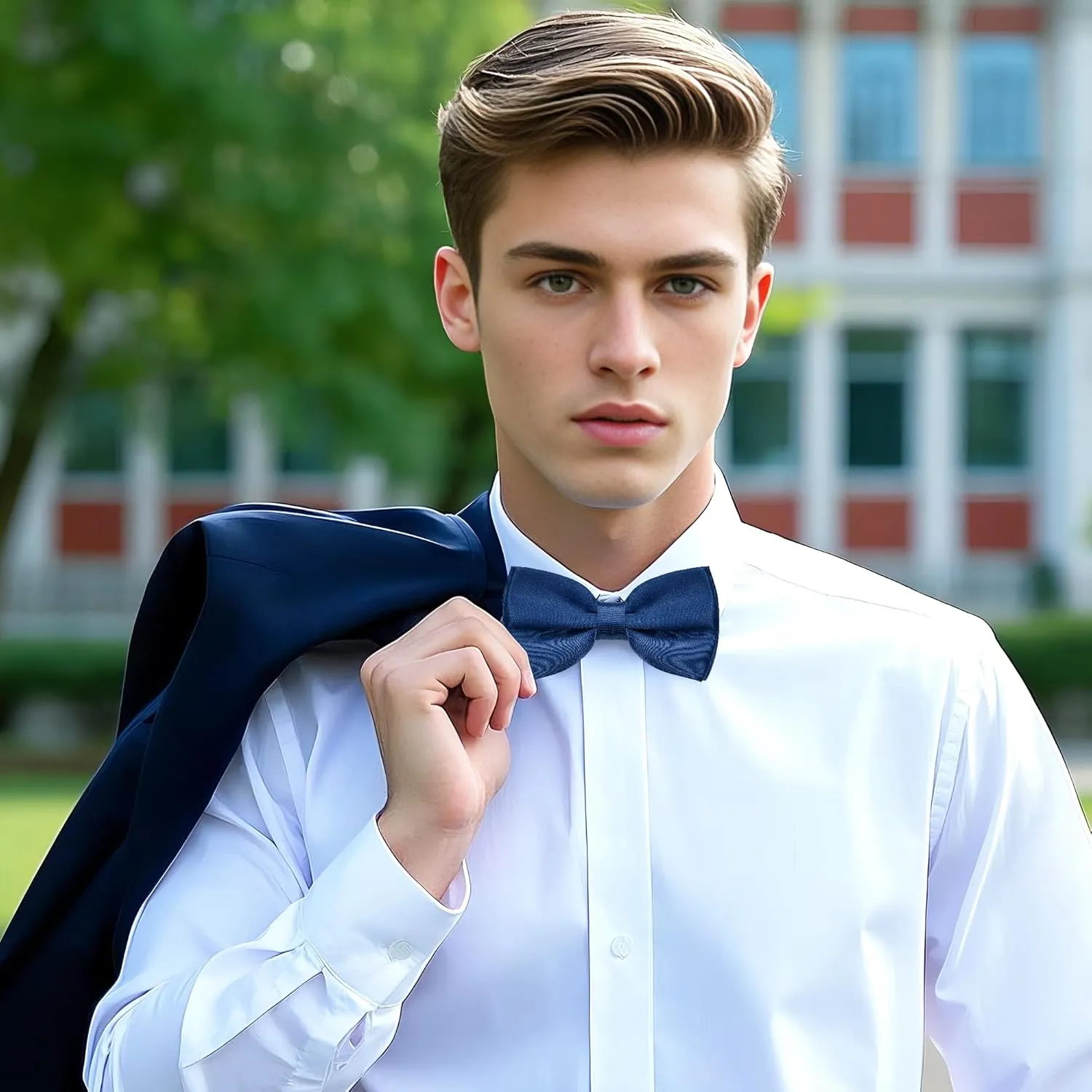 Bow Tie Classic Solid Color Satin Bow Tie Adjustable Neck Bowtie for Men Wedding Party