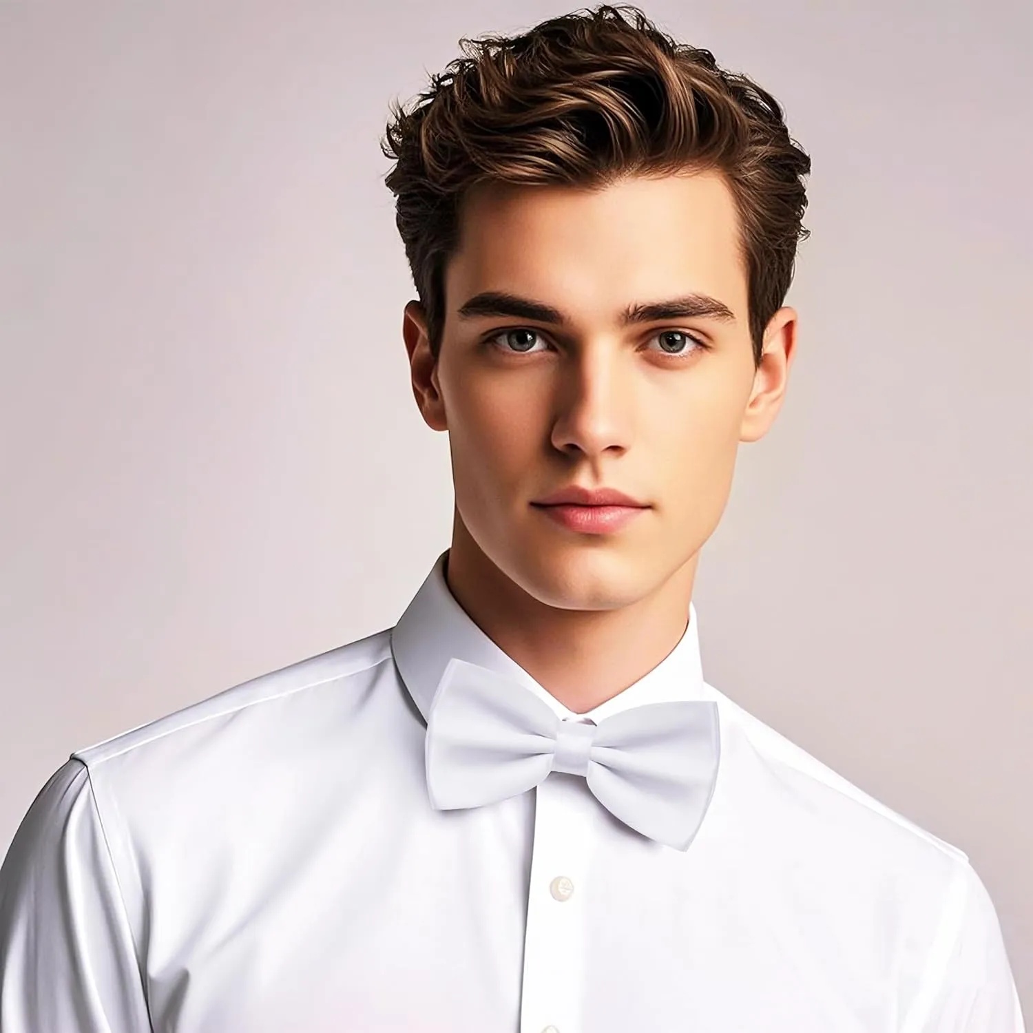 Bow Tie Classic Solid Color Satin Bow Tie Adjustable Neck Bowtie for Men Wedding Party