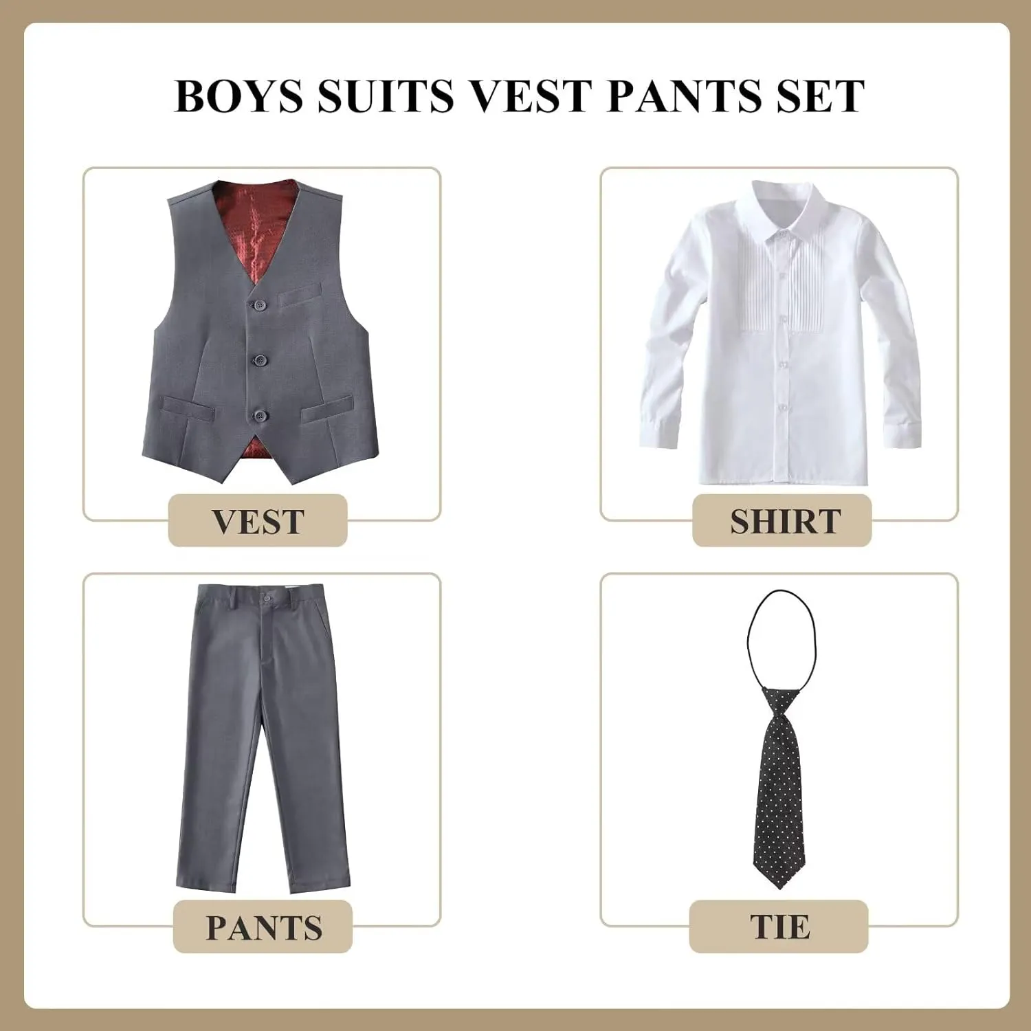 Boys Suit Kids Suits Tuxedo for Boys Toddler Vest Pants Set Ring Bearer Outfit Dress Clothes