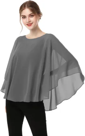 Capes for Womens Casual chiffon shawl Casual Chiffon Cape Sheer cape shawls and wraps Poncho Capelets Cover Up