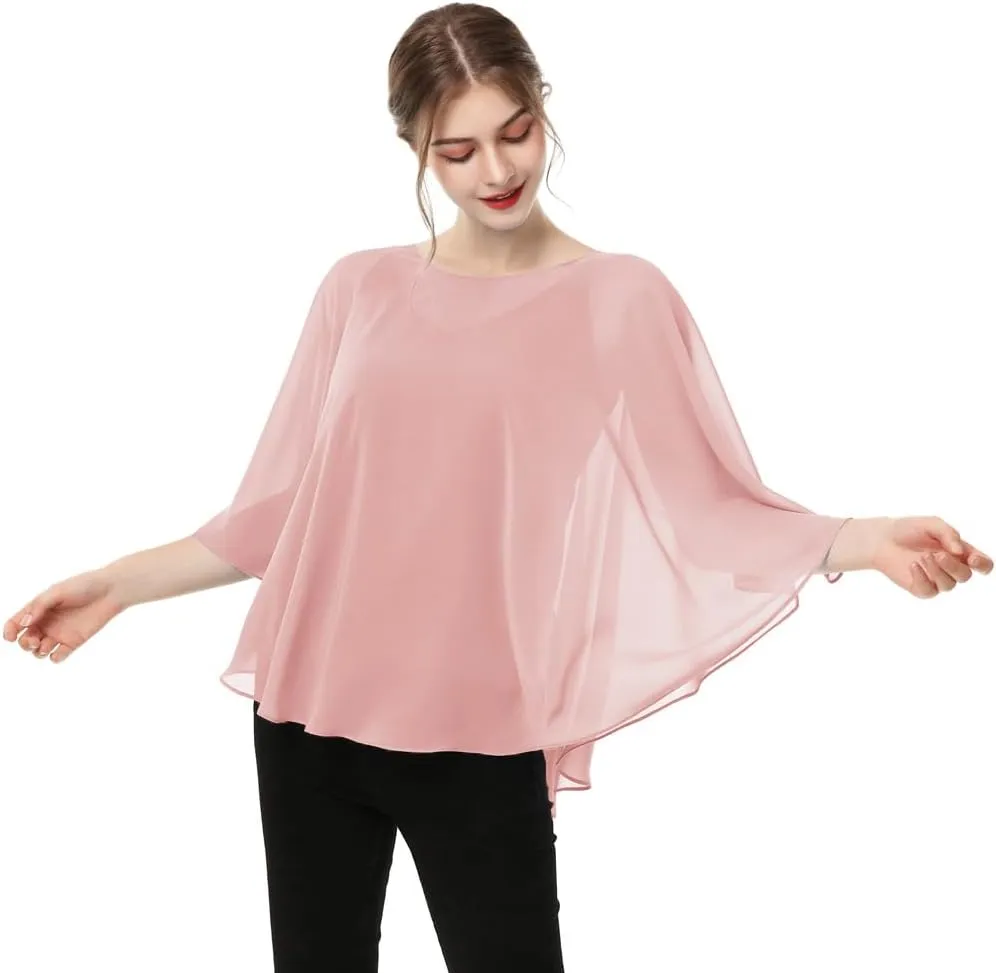 Capes for Womens Casual chiffon shawl Casual Chiffon Cape Sheer cape shawls and wraps Poncho Capelets Cover Up