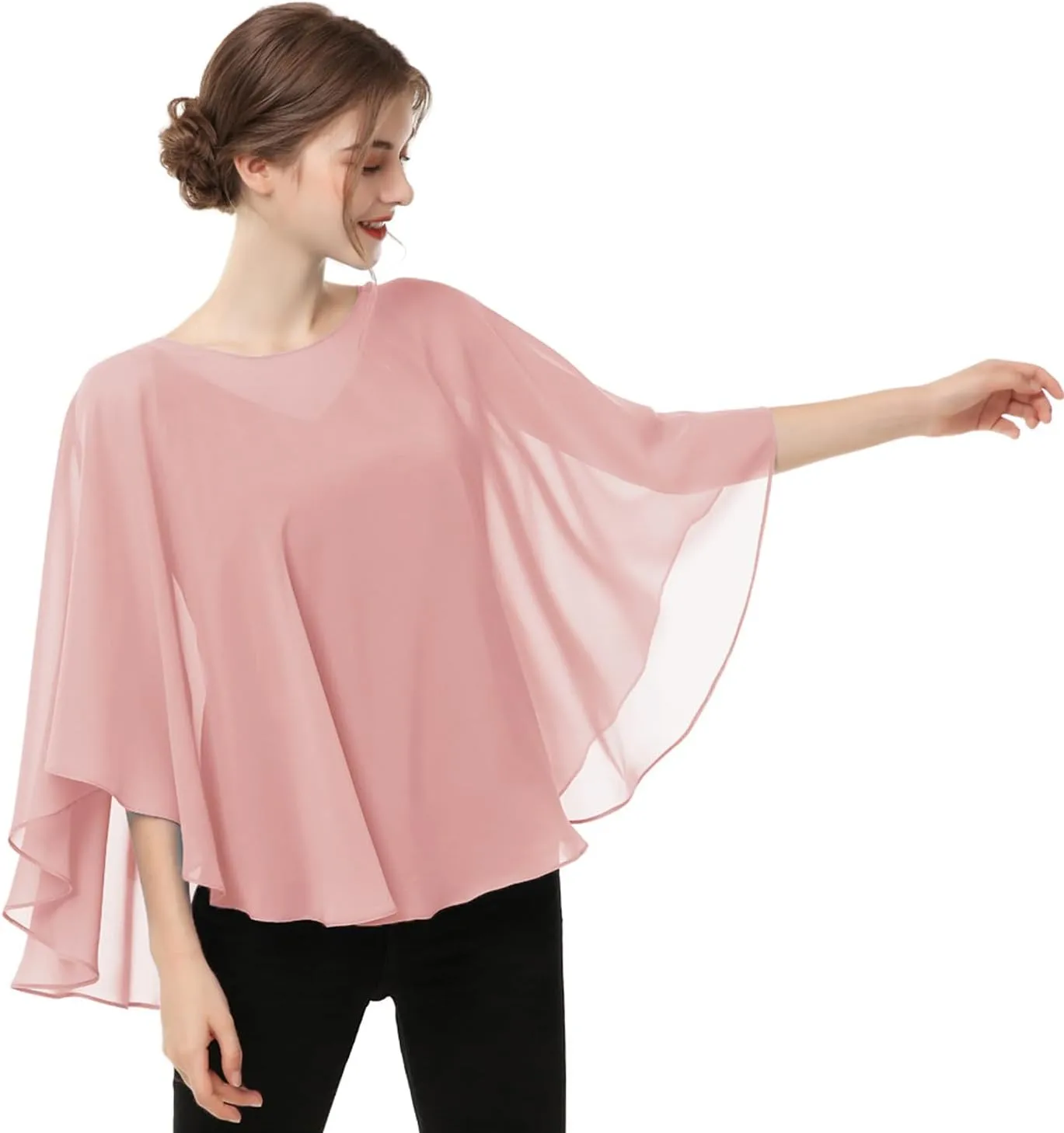 Capes for Womens Casual chiffon shawl Casual Chiffon Cape Sheer cape shawls and wraps Poncho Capelets Cover Up