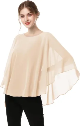 Capes for Womens Casual chiffon shawl Casual Chiffon Cape Sheer cape shawls and wraps Poncho Capelets Cover Up
