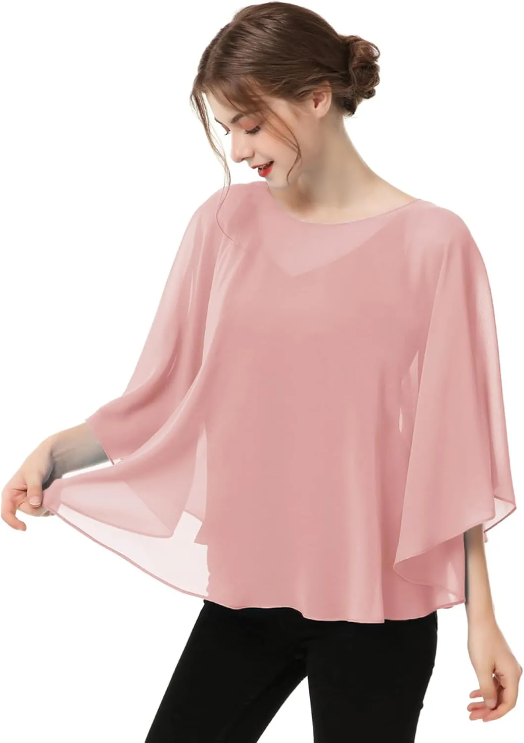 Capes for Womens Casual chiffon shawl Casual Chiffon Cape Sheer cape shawls and wraps Poncho Capelets Cover Up