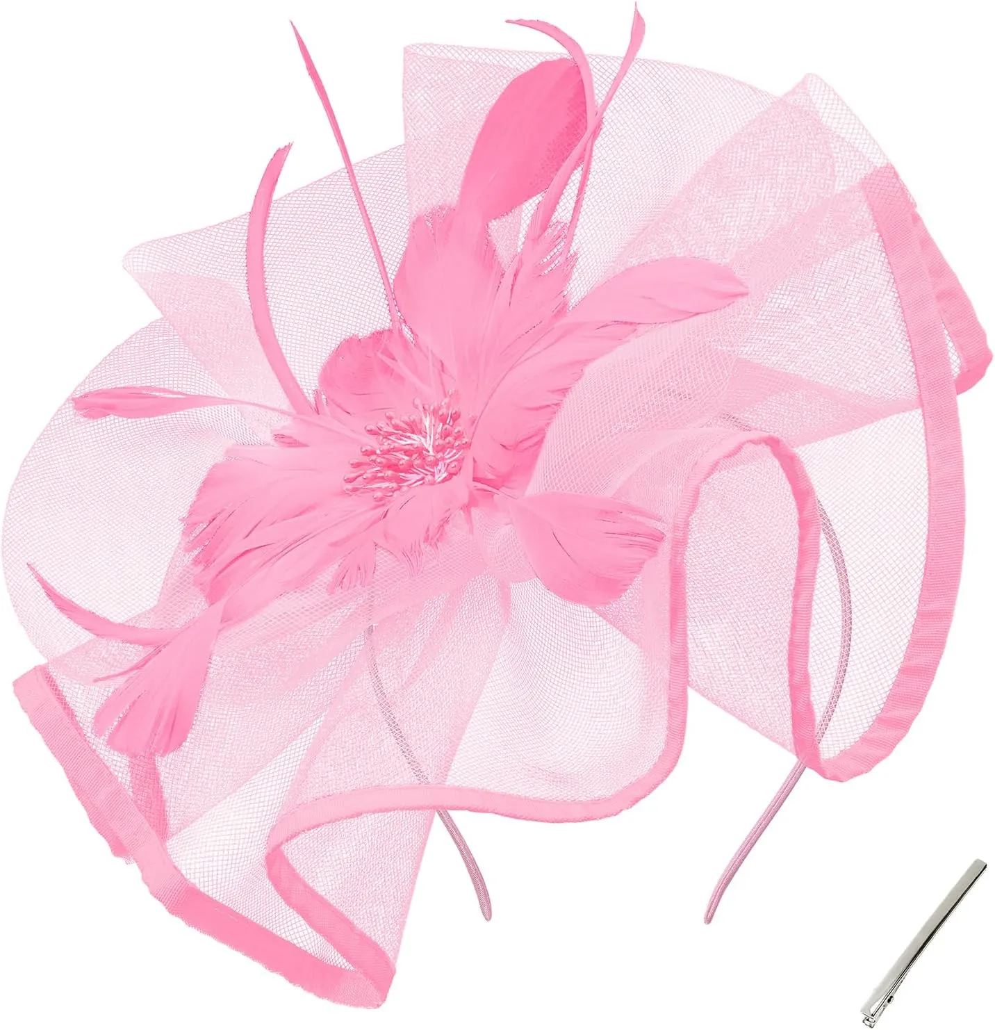 Century Star Womens Fascinator for Women Kentucky Hats Derby Tea Party 2025 Mesh Flower with Feather Wedding Church Hat