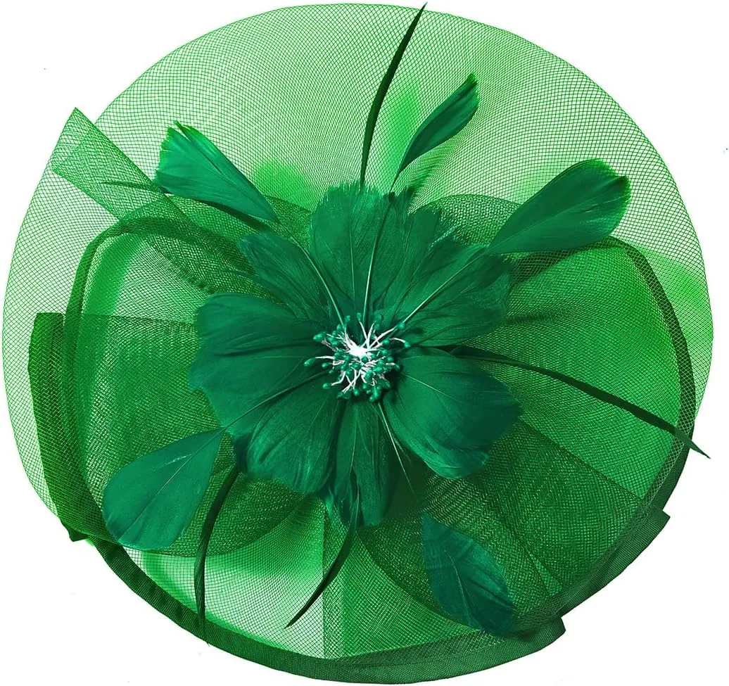Century Star Womens Fascinator for Women Kentucky Hats Derby Tea Party 2025 Mesh Flower with Feather Wedding Church Hat