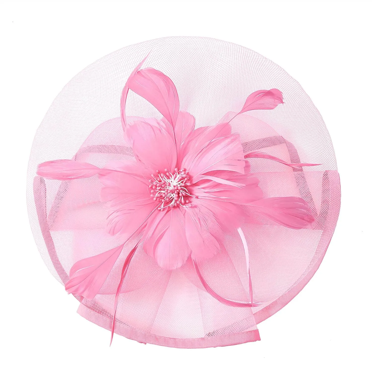 Century Star Womens Fascinator for Women Kentucky Hats Derby Tea Party 2025 Mesh Flower with Feather Wedding Church Hat