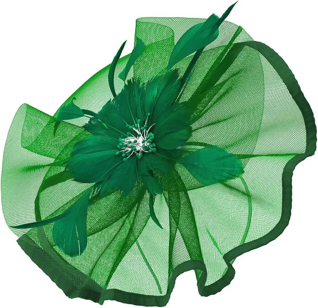 Century Star Womens Fascinator for Women Kentucky Hats Derby Tea Party 2025 Mesh Flower with Feather Wedding Church Hat