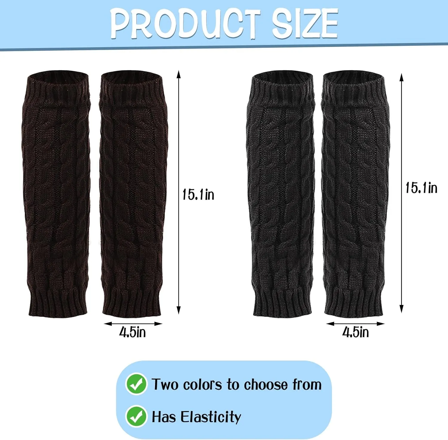 CIEOVO 2 Pairs Women Knit Leg Warmers Winter Warm Long Boot Socks