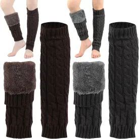 CIEOVO 2 Pairs Women Knit Leg Warmers Winter Warm Long Boot Socks