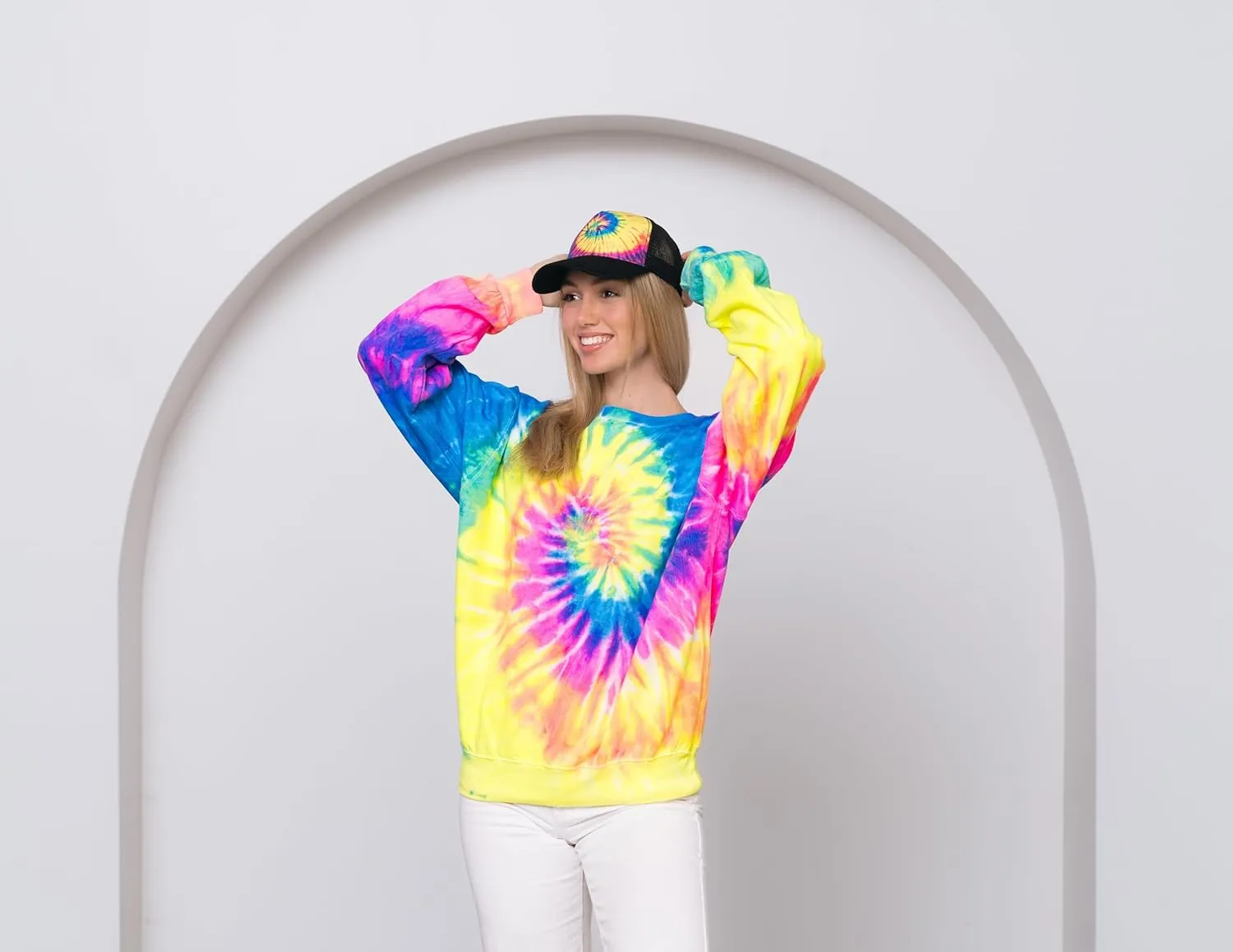Colortone Adult Tie Dye 5-Panel Trucker Hats - Baseball Caps for Women and Men - Snapback Hat