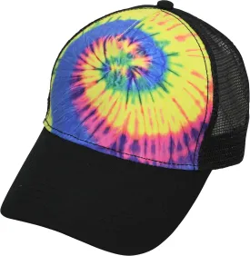 Colortone Adult Tie Dye 5-Panel Trucker Hats - Baseball Caps for Women and Men - Snapback Hat