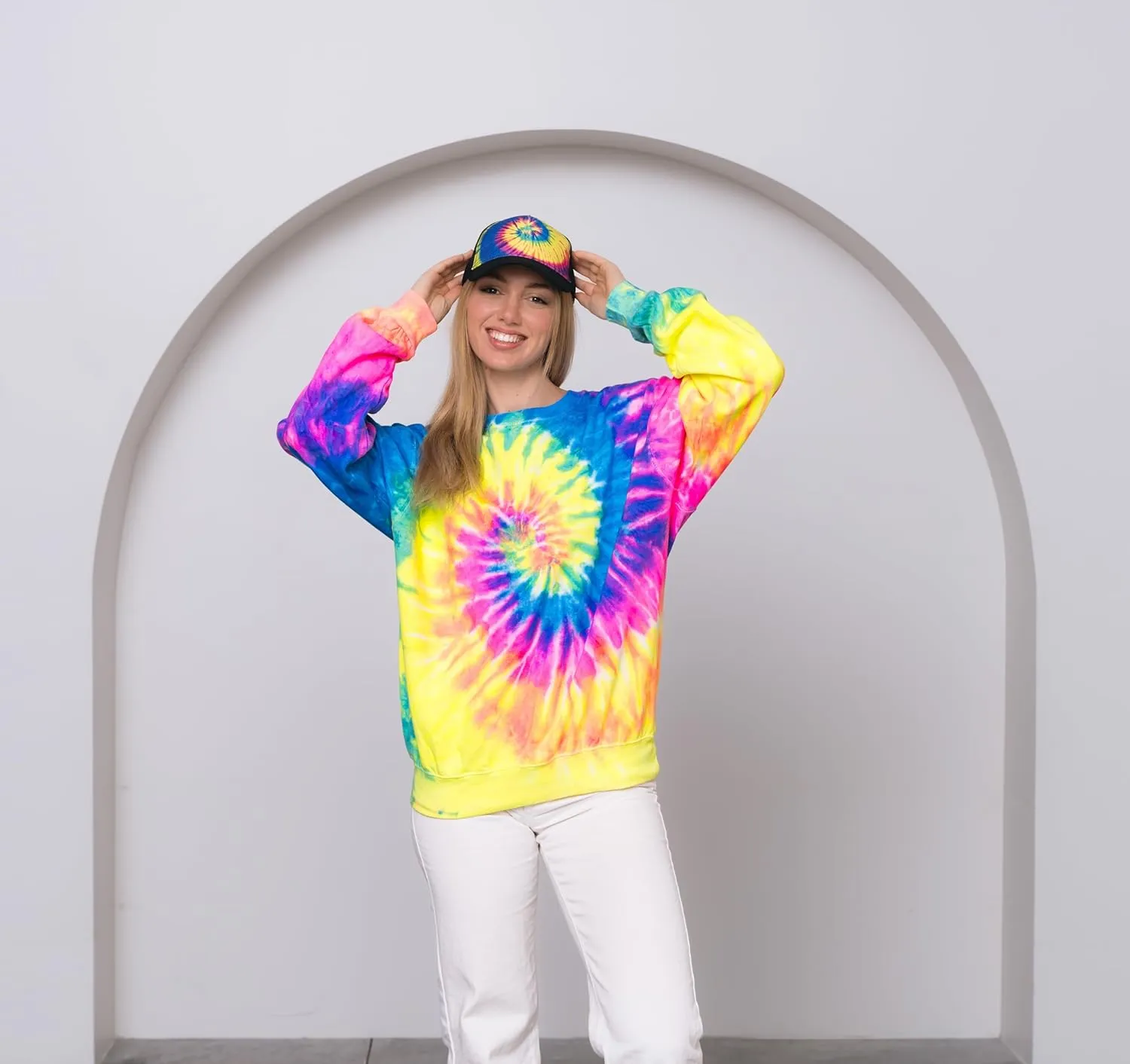 Colortone Adult Tie Dye 5-Panel Trucker Hats - Baseball Caps for Women and Men - Snapback Hat