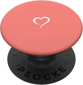 Coral Pink Hand Drawn Heart Minimalist Love PopSockets PopGrip: Swappable Grip for Phones & Tablets