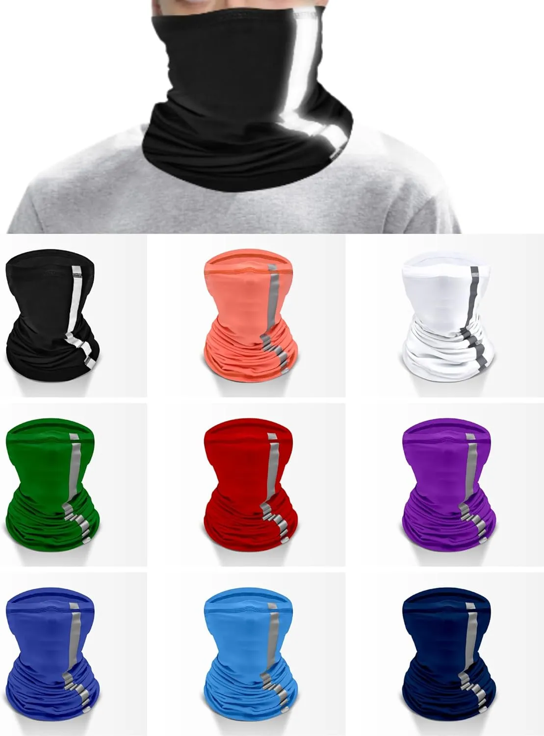 CORIRESHA Men Reflective Neck Gaiter Visibility Safety Dust Sun Protection Face Mask for Construction Workers