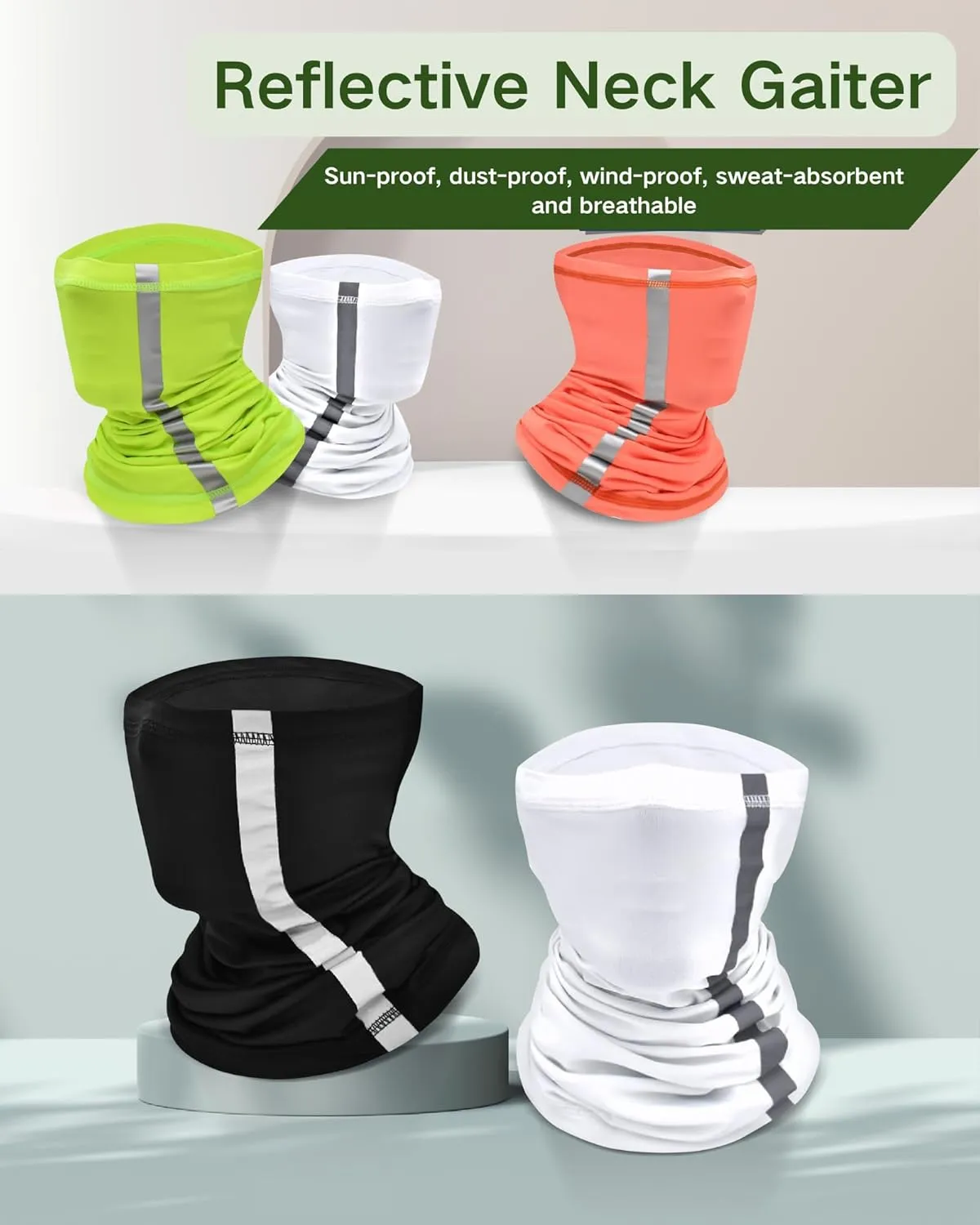 CORIRESHA Men Reflective Neck Gaiter Visibility Safety Dust Sun Protection Face Mask for Construction Workers