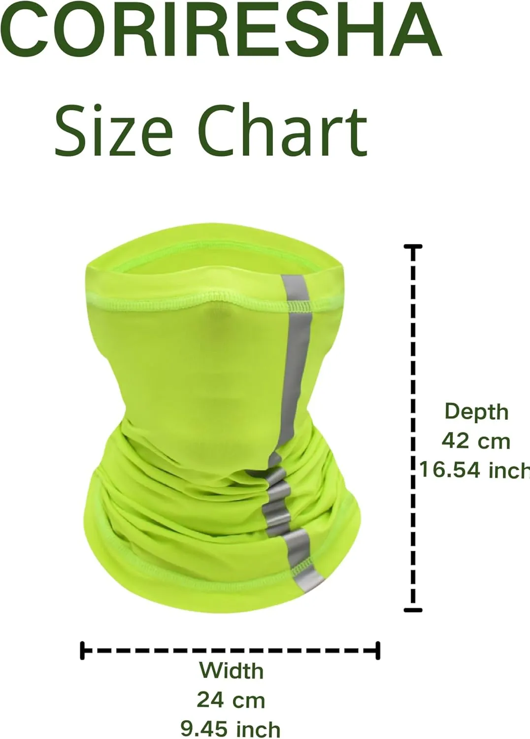 CORIRESHA Men Reflective Neck Gaiter Visibility Safety Dust Sun Protection Face Mask for Construction Workers