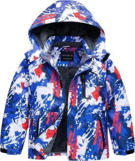 CREATMO US Boy's Waterproof Ski Jacket Warm Winter Snow Coat Windproof Snowboarding Rain Jacket