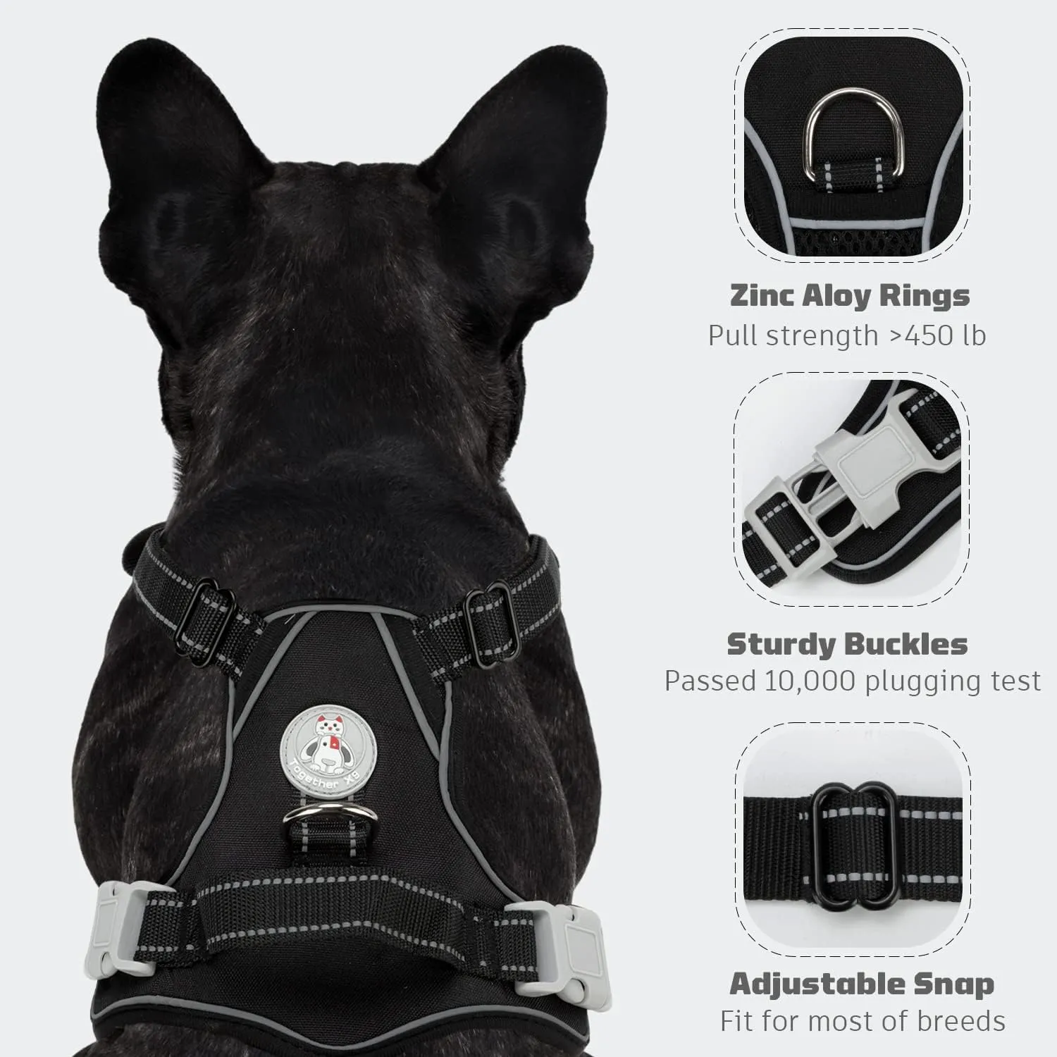 Dog Vest Harness, No Pull in Trainning Dog Harnesses with Handle & 5ft Dog Leash, Adjustable and Reflective No Chock for Small Medum Large Pets Walking and Running