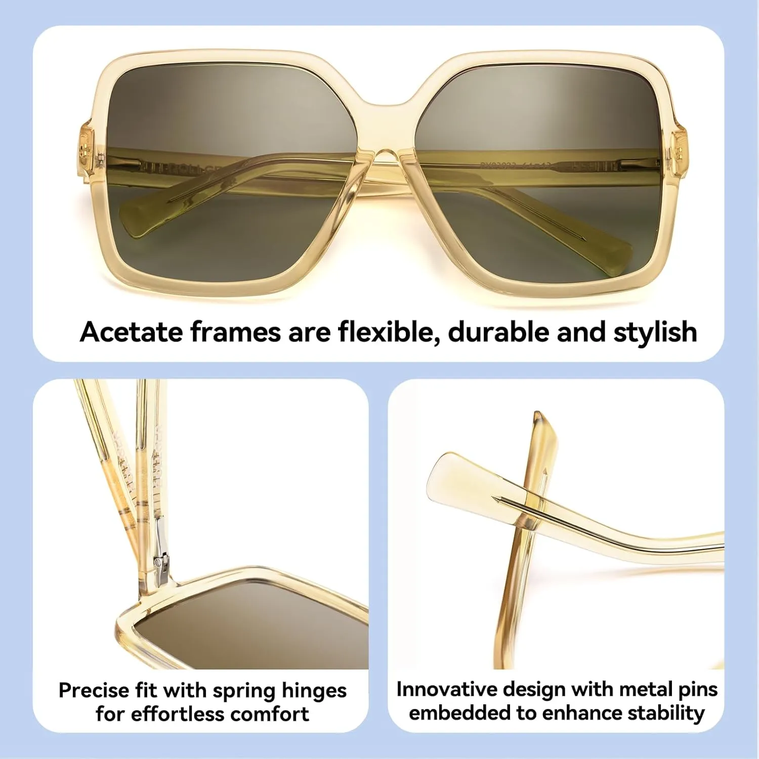 Dollger Oversized Square Sunglasses for Women Big Large Wide Fashion Shades for Men UV Protection Unisex