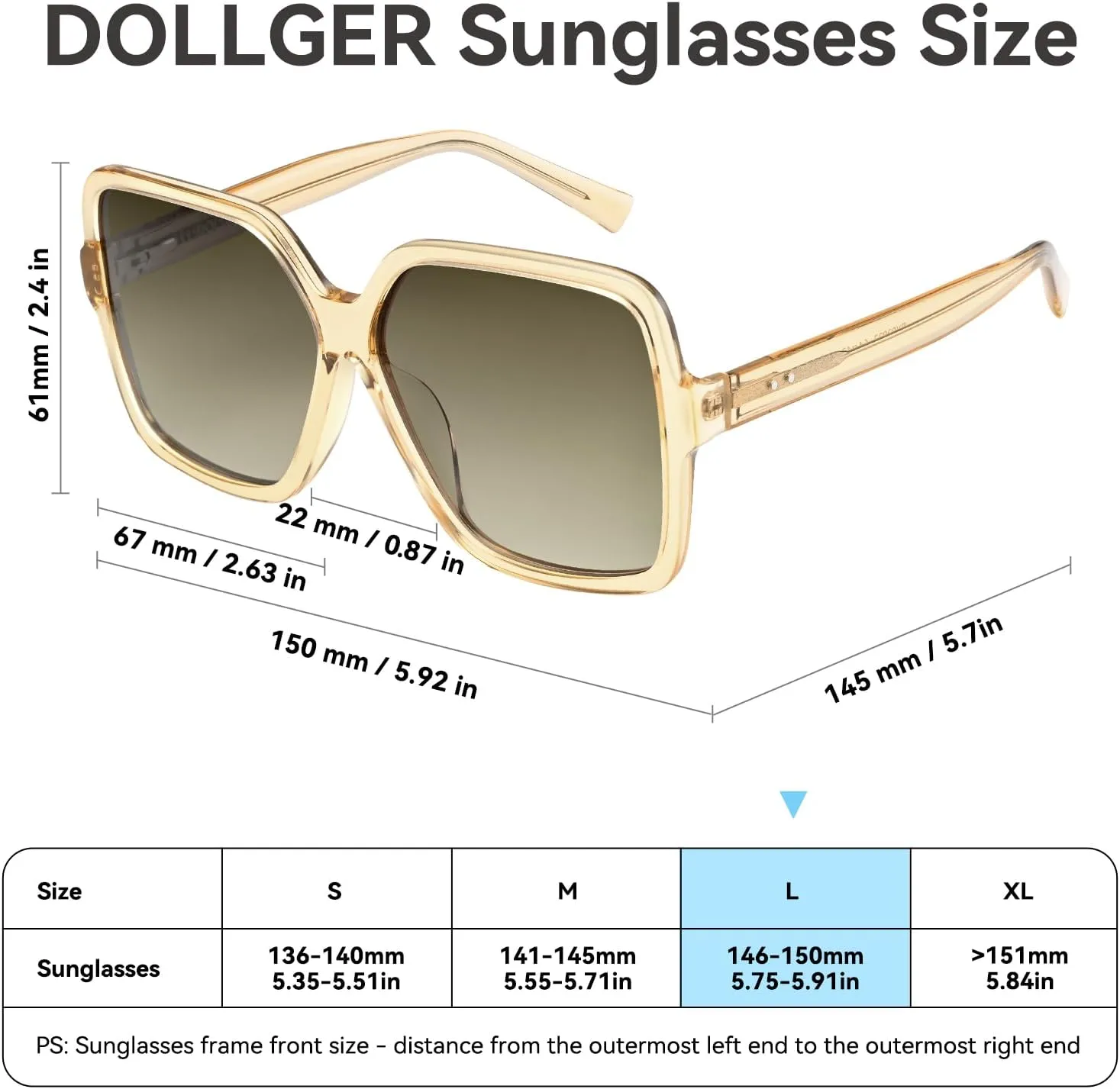 Dollger Oversized Square Sunglasses for Women Big Large Wide Fashion Shades for Men UV Protection Unisex