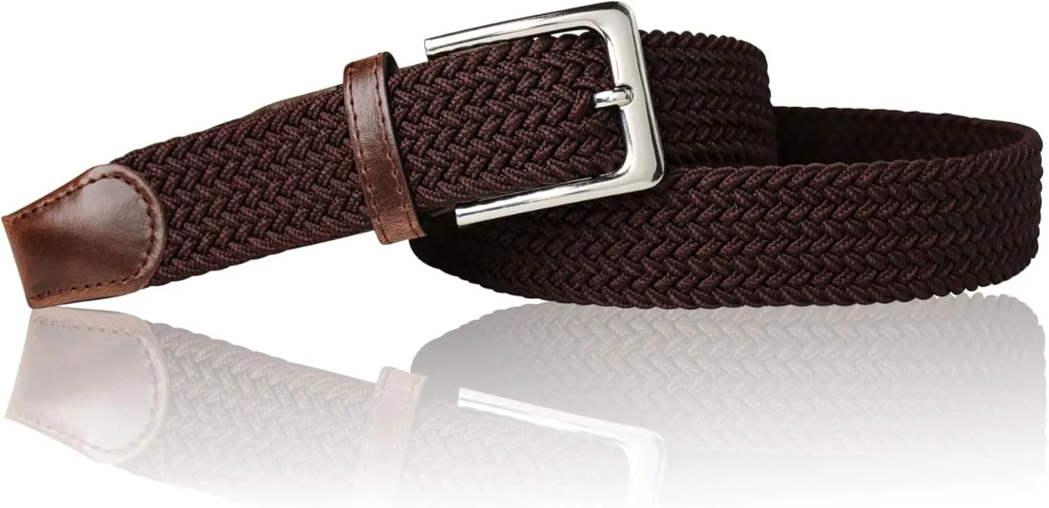 Elastic Braided Belt Adjustable Plus Size Black 1.4 inches