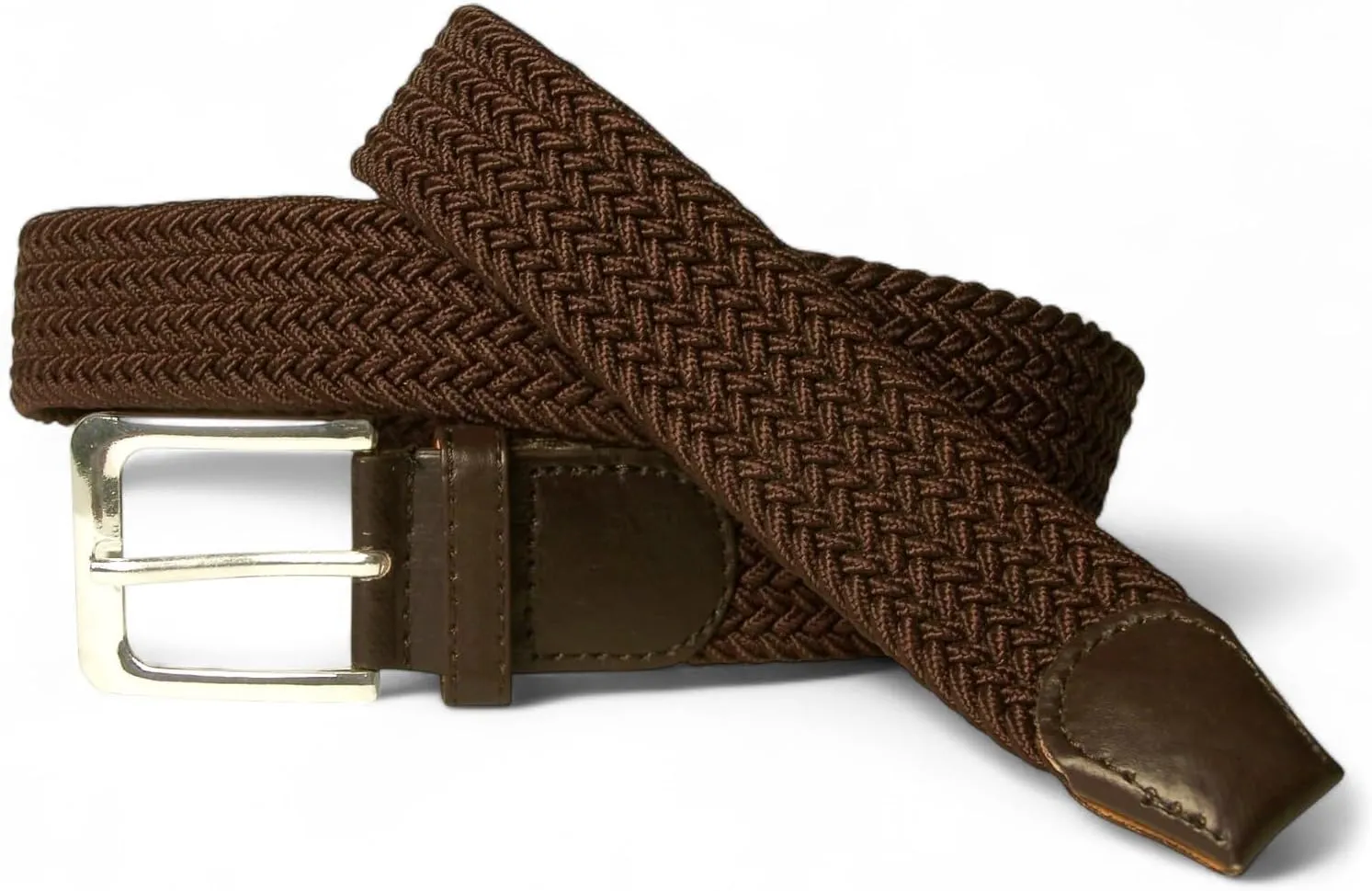 Elastic Braided Belt Adjustable Plus Size Black 1.4 inches