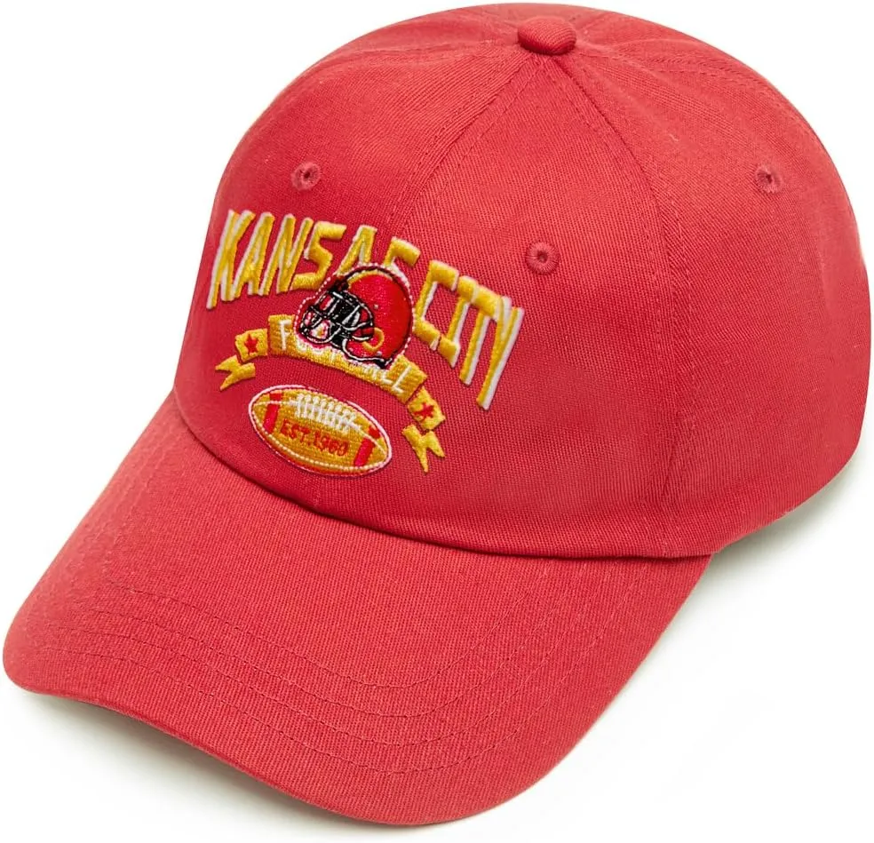 Embroidered Football Hat for Men Women Youth Team Color Baseball Cap Trucker Hats Fans Gifts Apparel