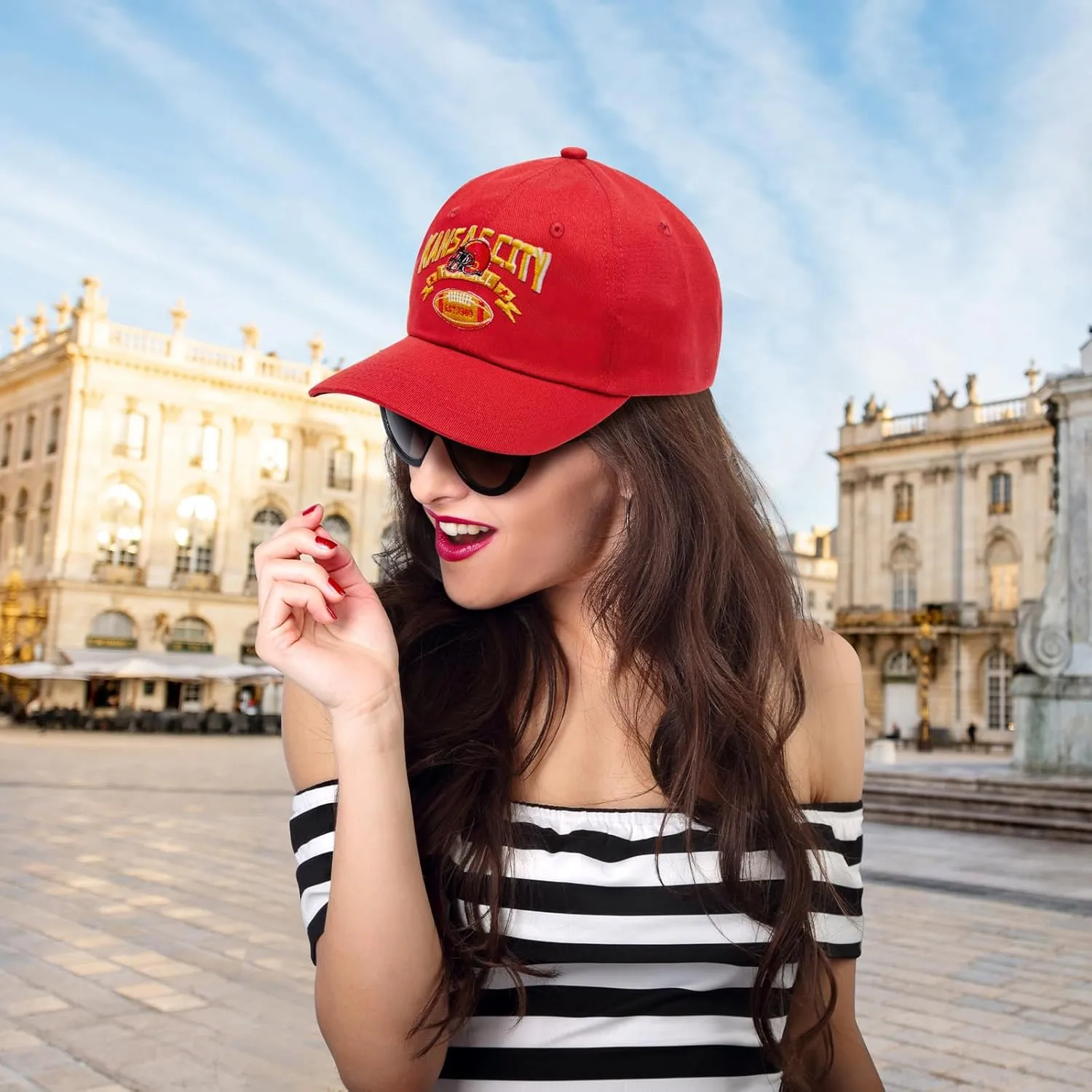 Embroidered Football Hat for Men Women Youth Team Color Baseball Cap Trucker Hats Fans Gifts Apparel