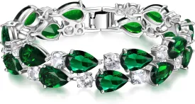 EVER FAITH Women's Prong Cubic Zirconia Vintage Style Dual Layer Tear Drop Bracelet