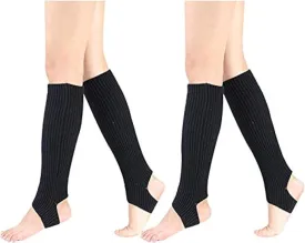 Fashion Yoga Socks for Women Girls Workout Socks Toeless Training Dance Leg Warmers (Black)