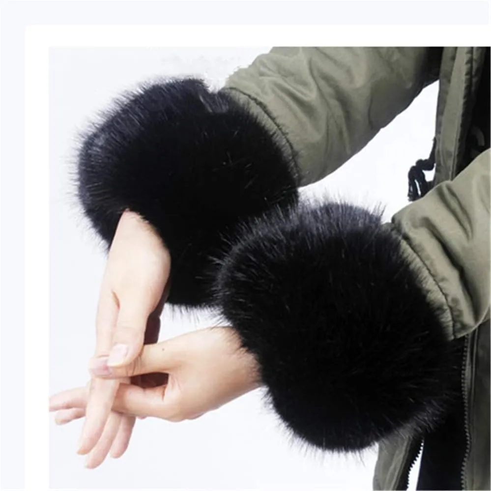 Faux Fur Wrist Cuffs Arm Leg Warmers Winter Boot Cuffs Warm Band Ring For Women