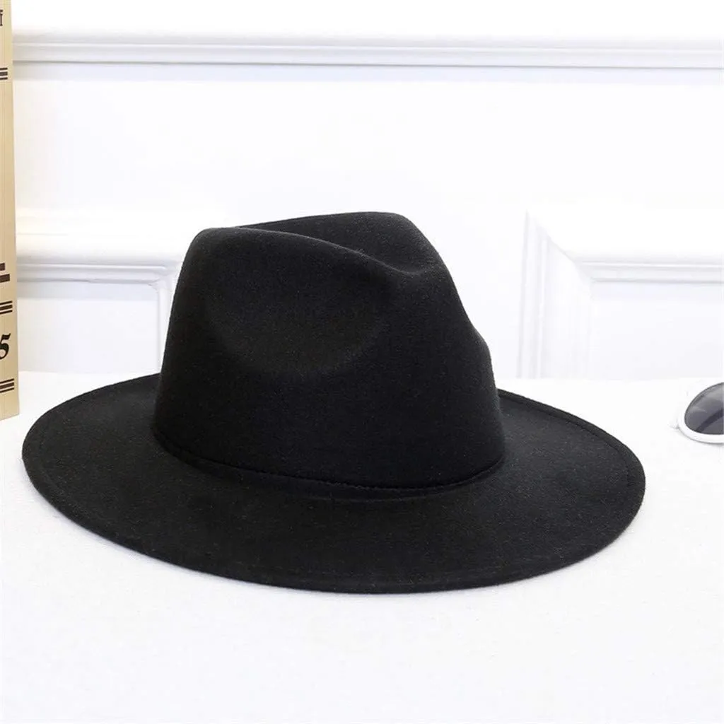 Fedora Hat with Belt Buckle Vintage Floppy Panama Hat Classic Wide Brim Rancher Jazz Lady Retro Hat Women Men