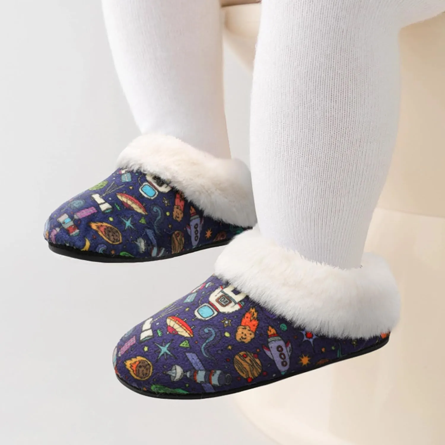 FEETCITY Toddler Slippers - Slip On Shoes for Girls & Boys, Lightweight & Warm Indoor Walking Shoes