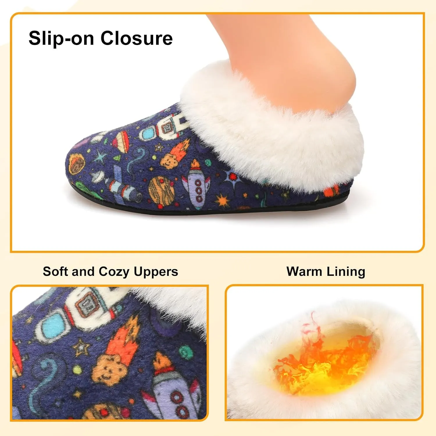 FEETCITY Toddler Slippers - Slip On Shoes for Girls & Boys, Lightweight & Warm Indoor Walking Shoes