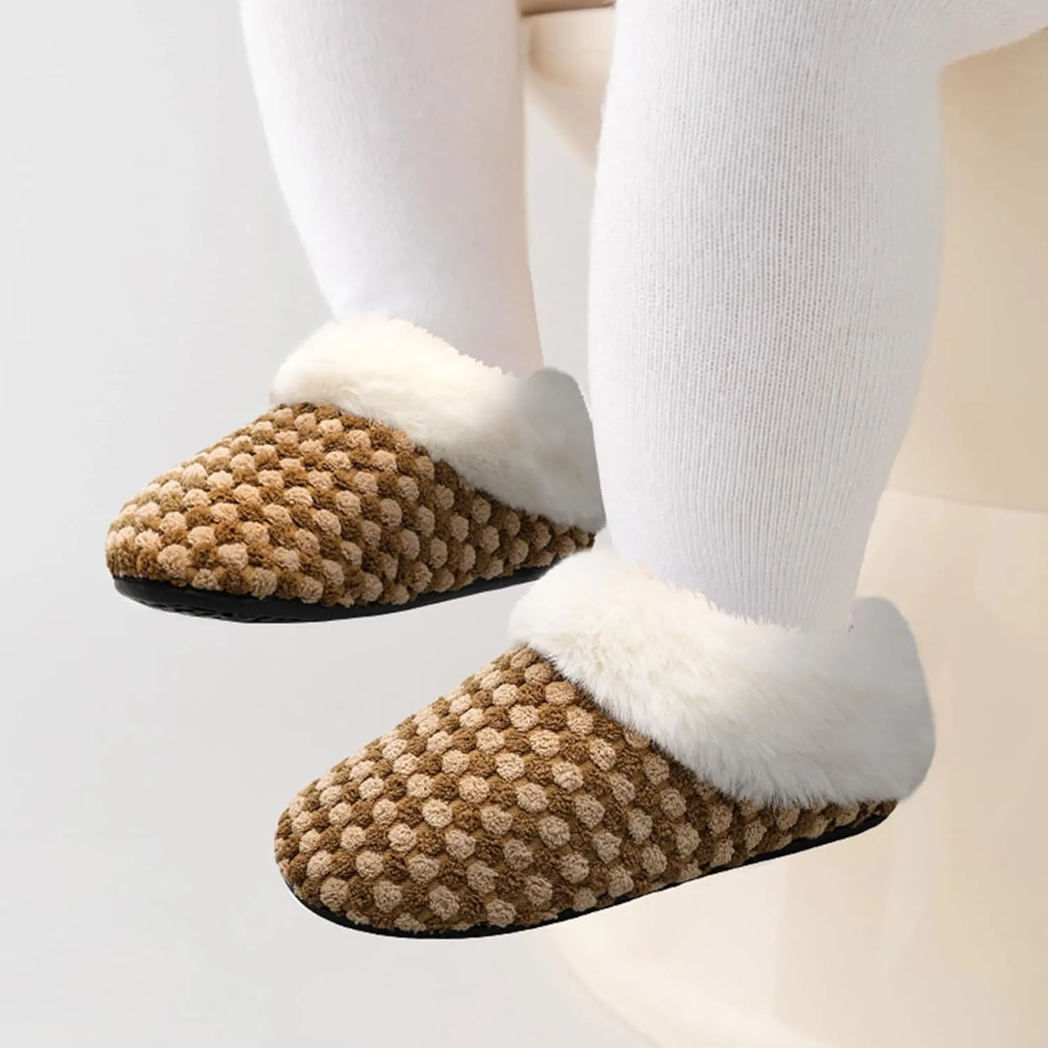 FEETCITY Toddler Slippers - Slip On Shoes for Girls & Boys, Lightweight & Warm Indoor Walking Shoes