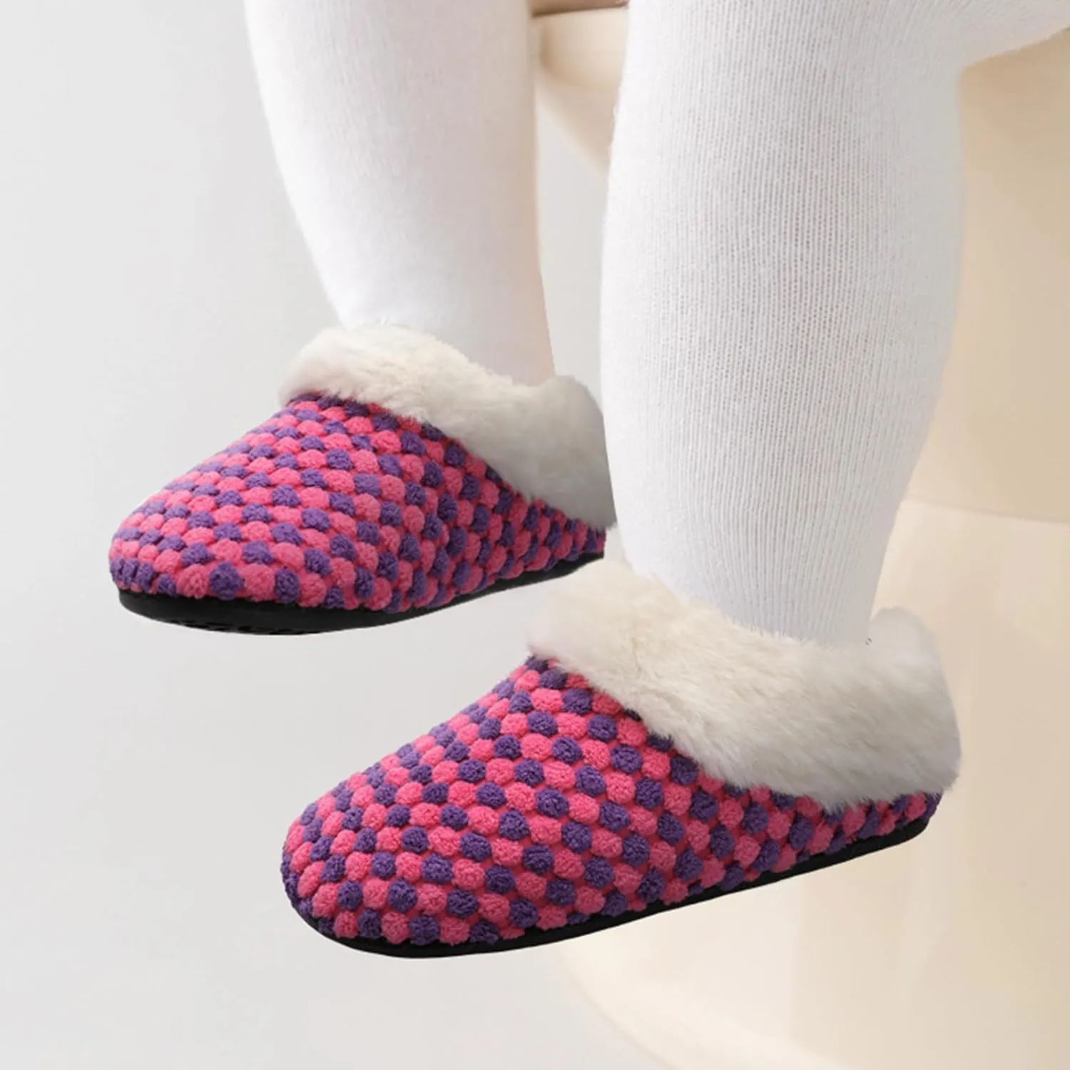 FEETCITY Toddler Slippers - Slip On Shoes for Girls & Boys, Lightweight & Warm Indoor Walking Shoes